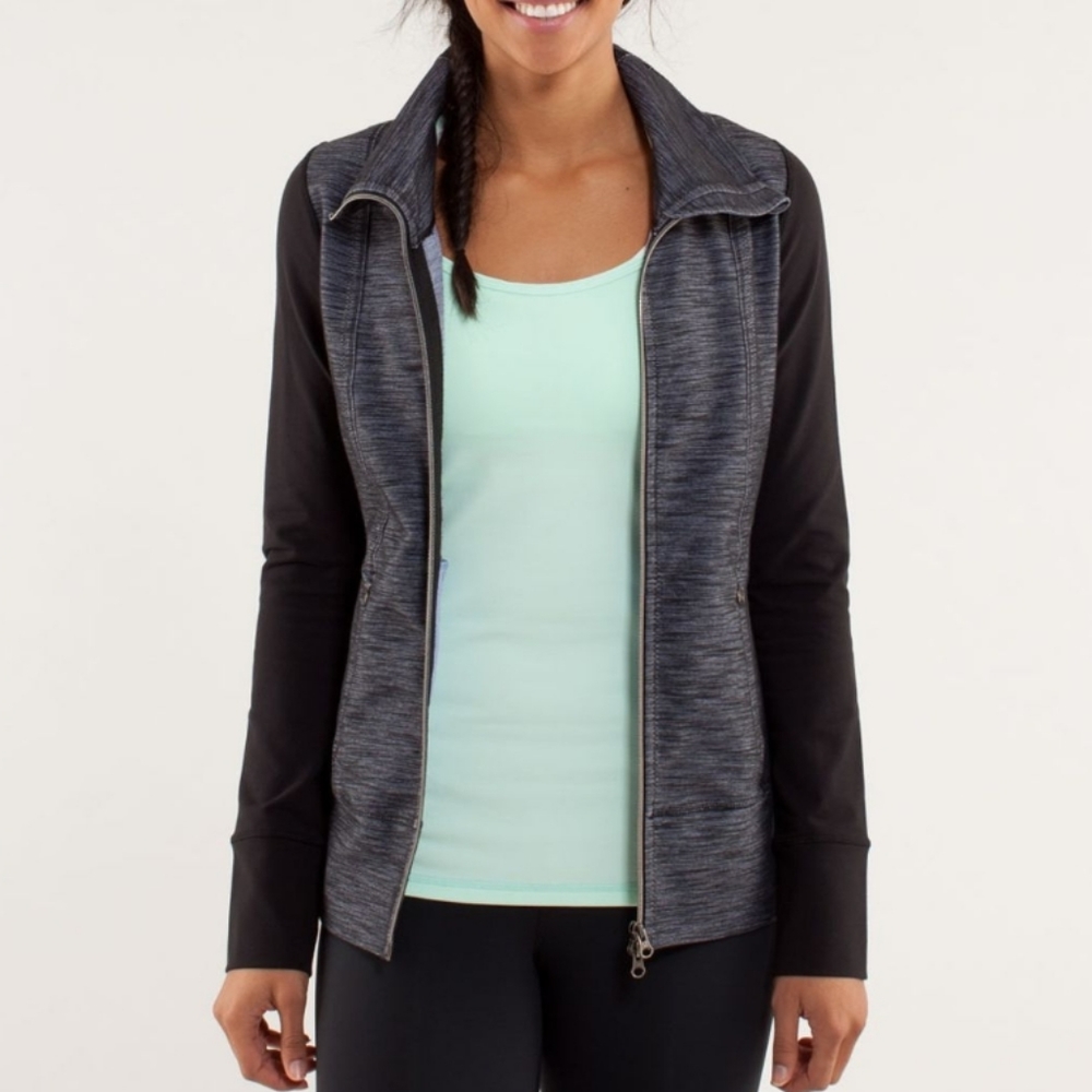 Lululemon Yoga Zipup Large Slub Denim Polar Haze Black - Picture 1 of 10